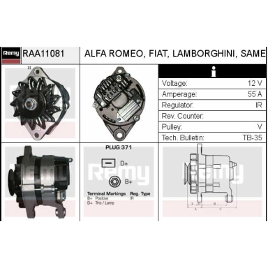 AS-4039 AS ΔΥΝΑΜΟ 14V 55A MARELLI FIAT